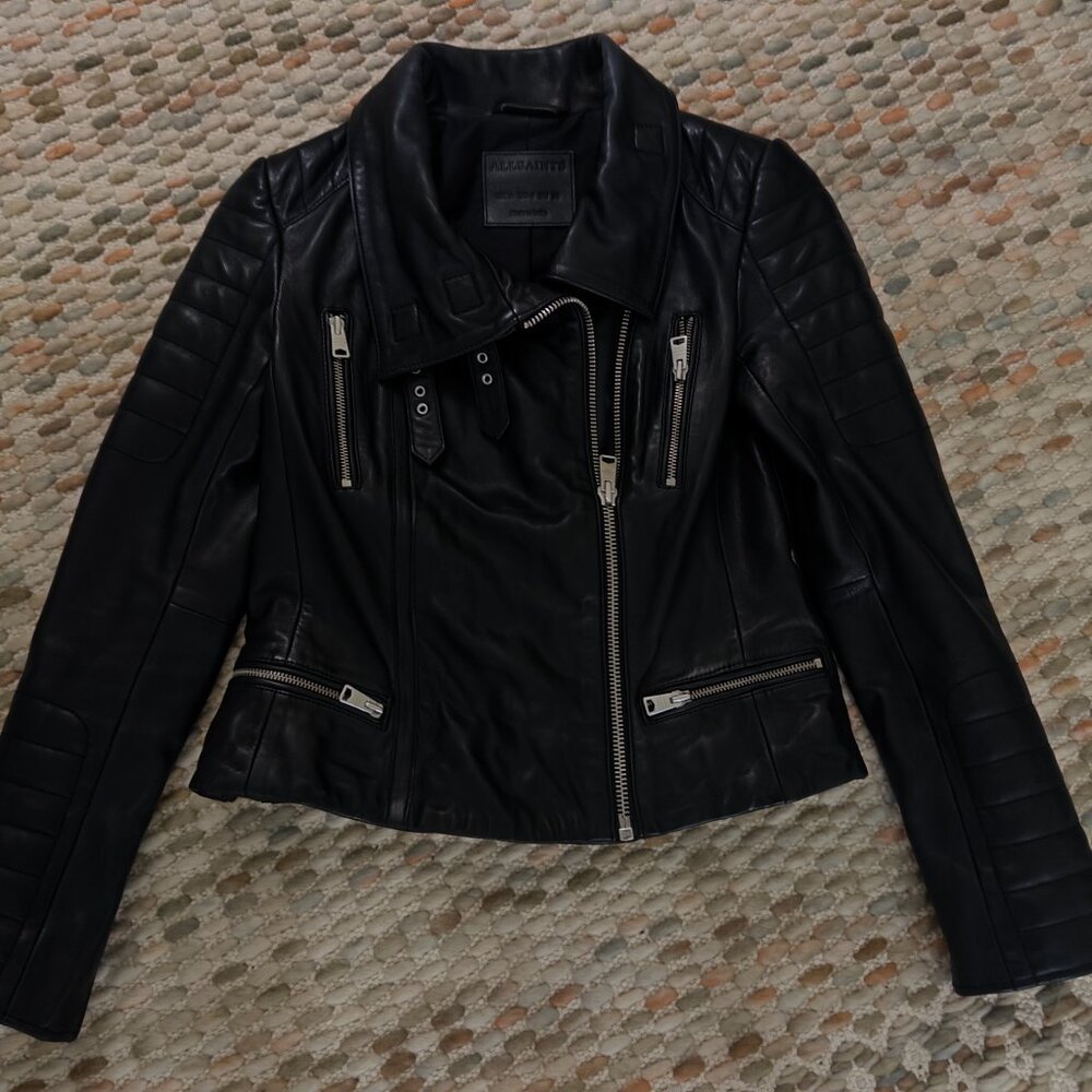 AllSaints Leather Biker Jacket | US4 - Picture 3 of 7